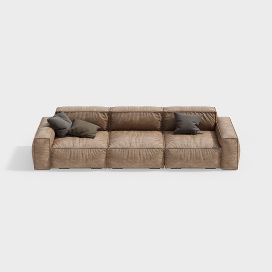 Stylish Low-Polygon Sofa 3D model for Modern Interiors