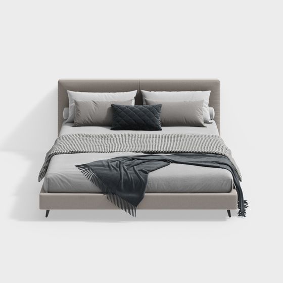 Elegant Low-Poly Bed 3D model for Modern Interiors