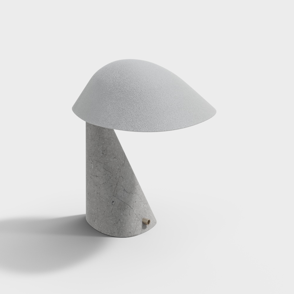 Mushroom Table Lamp 3D Model – Minimalist Gray Design