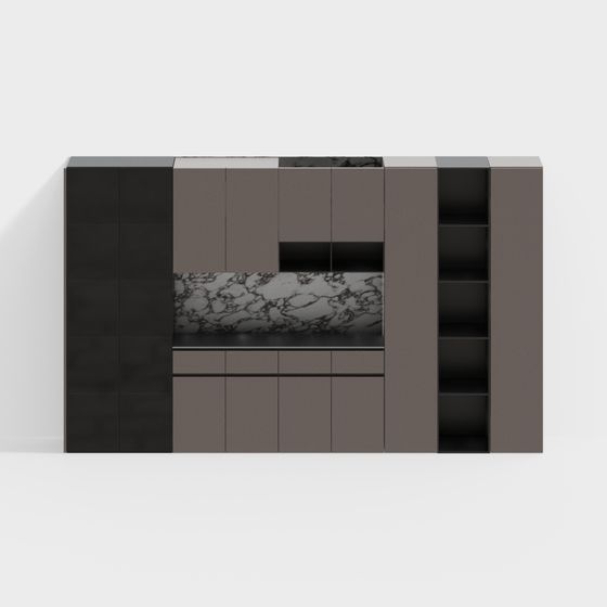 Stylish Black Italian Restaurant Sideboard 3D Model