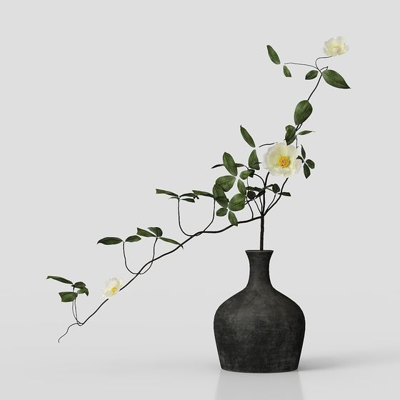 Elegant Vase and Twigs 3D model for Designers