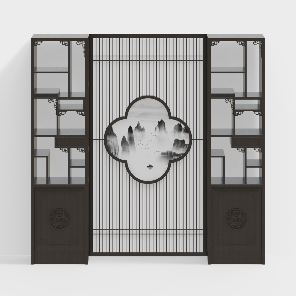 Tủ vách ngăn rỗng phong cách Trung Quốc hiện đại