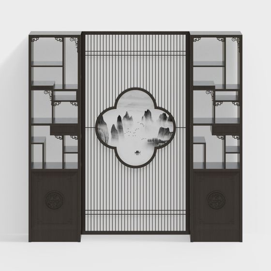 Tủ vách ngăn rỗng phong cách Trung Quốc hiện đại