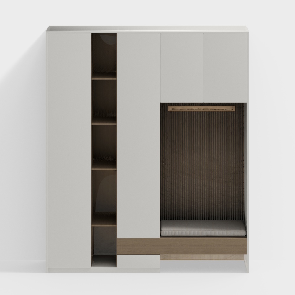 モダンホワイトフォイヤーの靴棚