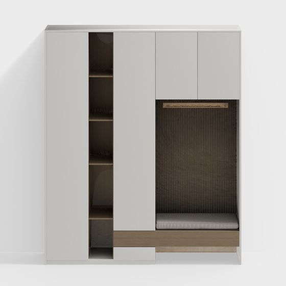 モダンホワイトフォイヤーの靴棚