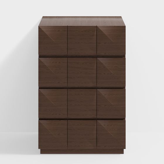 Stylish Low-Poly Wooden Storage Cabinet 3D model