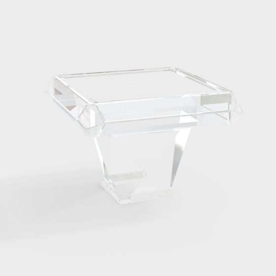 Elegant Transparent Crystal Side Table 3D model