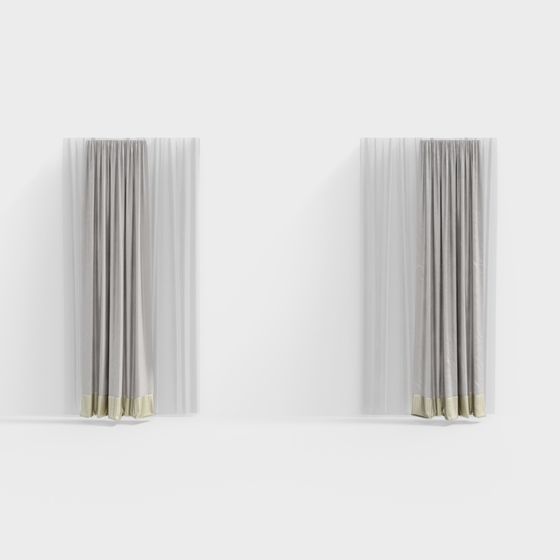 Elegant Gray Curtain 3D model