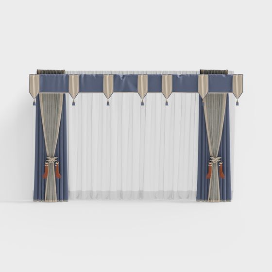Elegant Low-Polygon Curtain 3D model