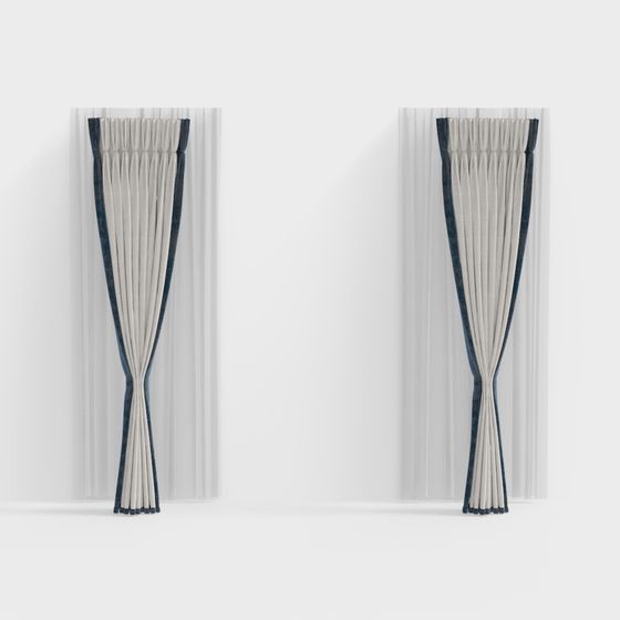 Elegant Velvet Drapes 3D model