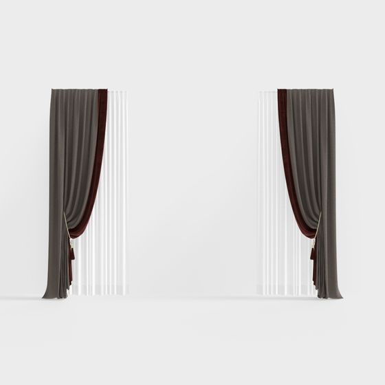 Chic Velvet Curtain 3D model for Interior Spaces
