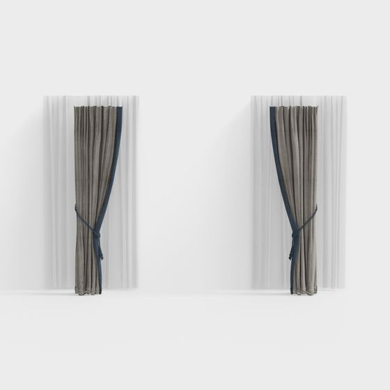 Sophisticated Gray Curtain 3D Model for Modern Interiors