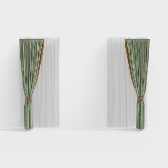 Elegant Velvet Curtain 3D model