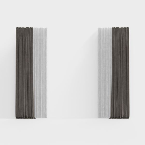 Elegant Folded Curtain 3D model for Contemporary Spaces