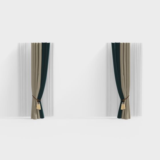 Elegant Low-Polygon 3D Curtain Model