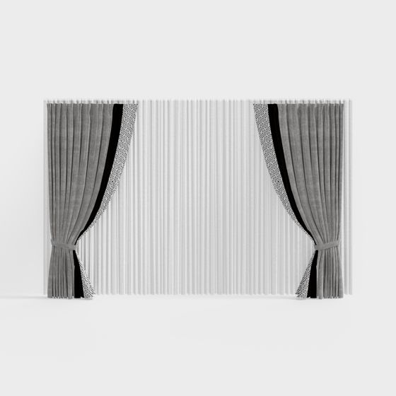 Elegant Geometric Curtain 3D model Design