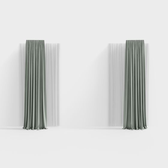 Sophisticated Curtain 3D model in Olive Green