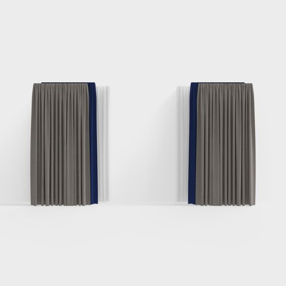 Stylish Low-Poly Curtain 3D Model in Gray and Blue
