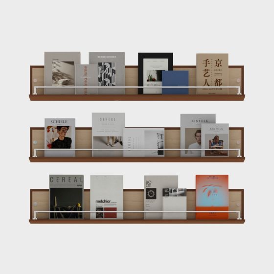 Elegant Low-Poly Bookshelf Display 3D model