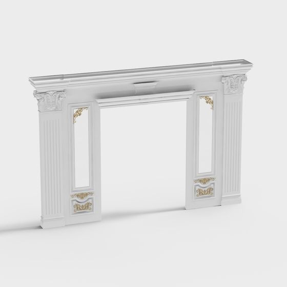 Graceful Classic Fireplace Frame 3D model