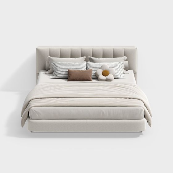 Bed 1 3D Model in Brown for Comfortable Sleep Spaces