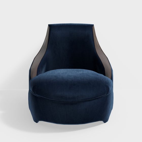 Elegant Deep Blue Velvet Lounge Chair 3D model