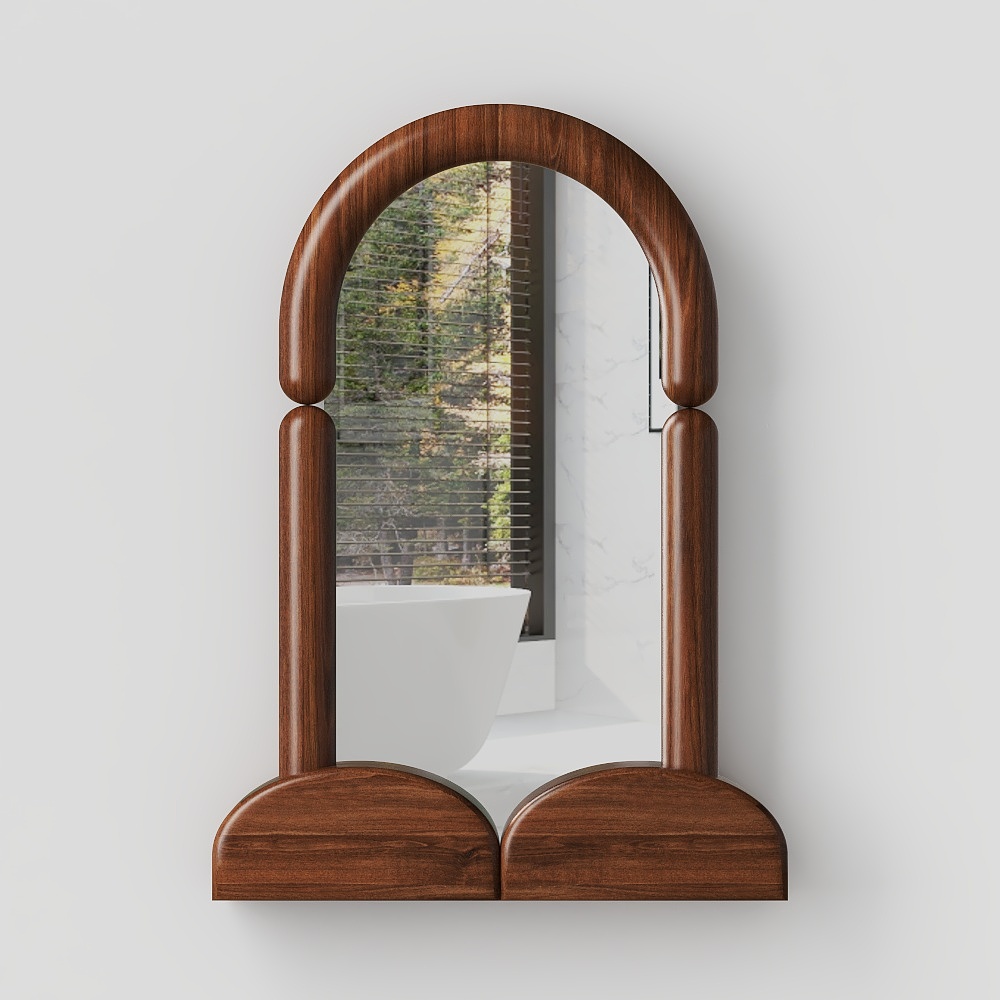 Specchio per trucco a pavimento in legno massello moderno metà secolo