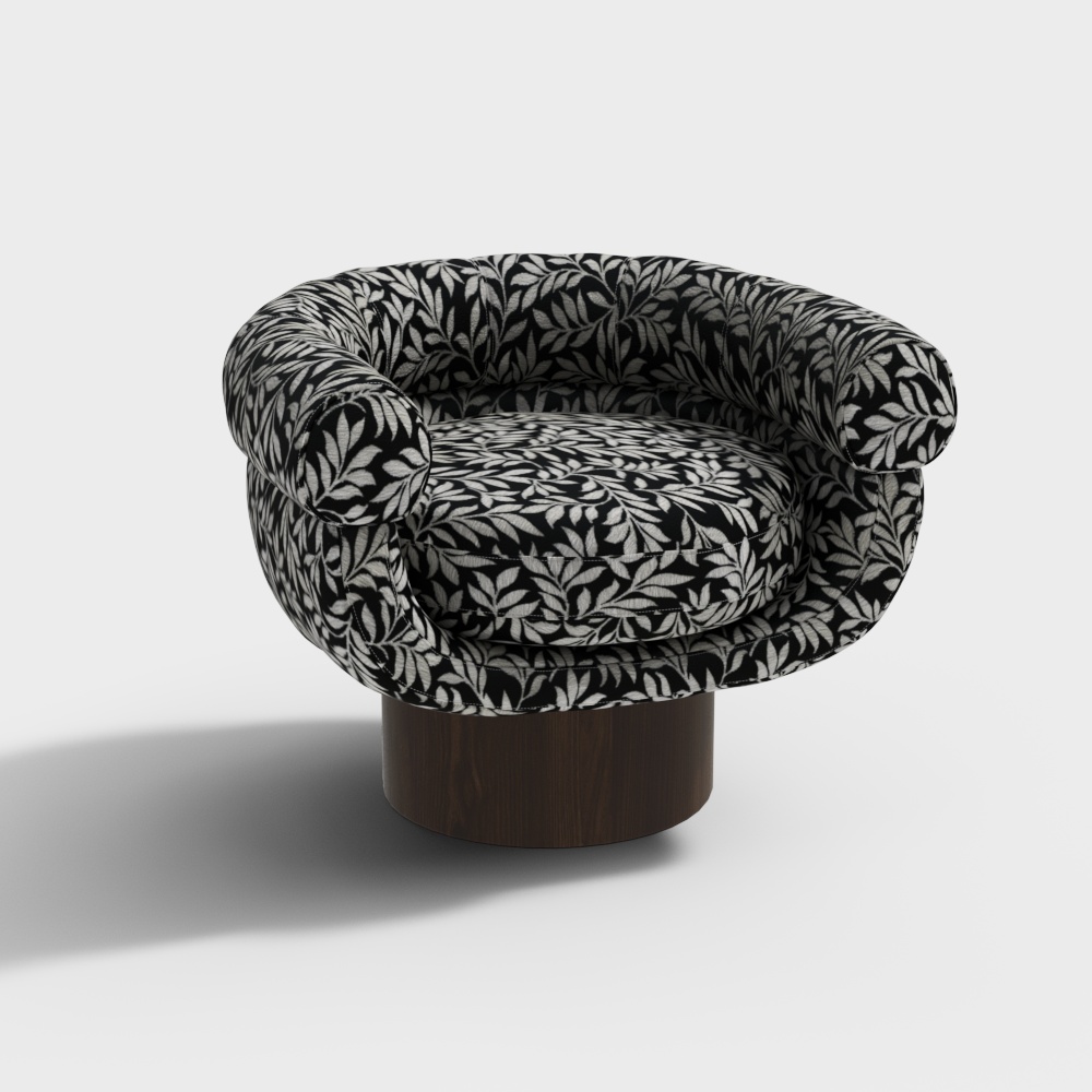 Leafy Comfort Chair 3D Model – Wooden Floral Design