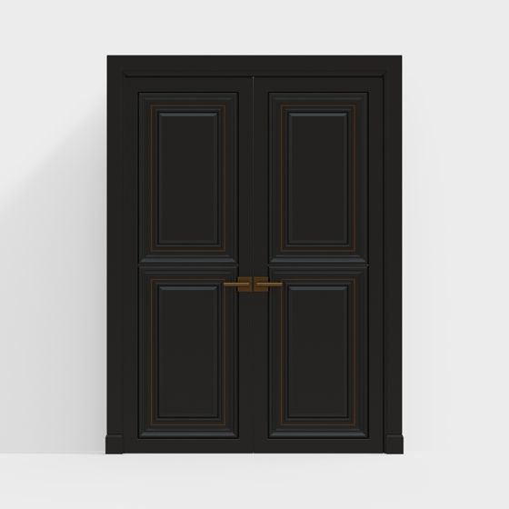 Modern Italian Double Door 3D Model in Black Finish
