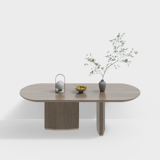 Stylish Oval Dining Table 3D model for Modern Interiors