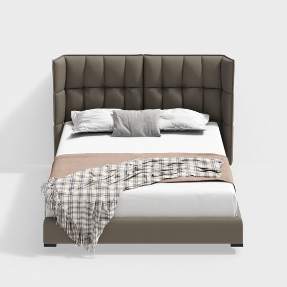 Stylish 3D Bed Model for Modern Home Designs