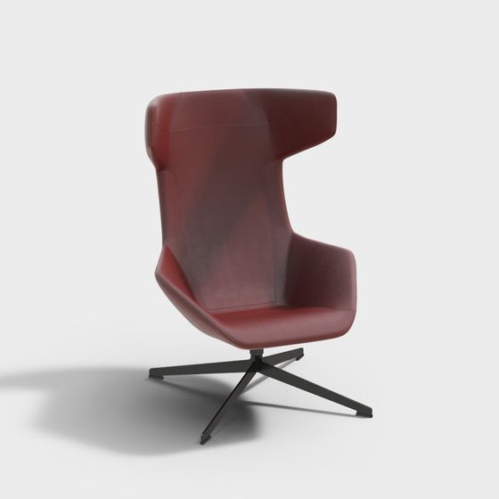 Elegant Red Leather Chair 3D model