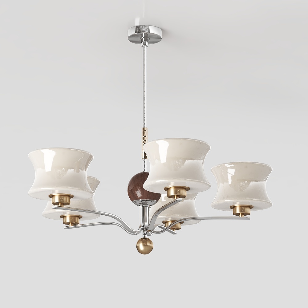 Art Deco Chandelier 3D Model – Vintage Silver & Gold