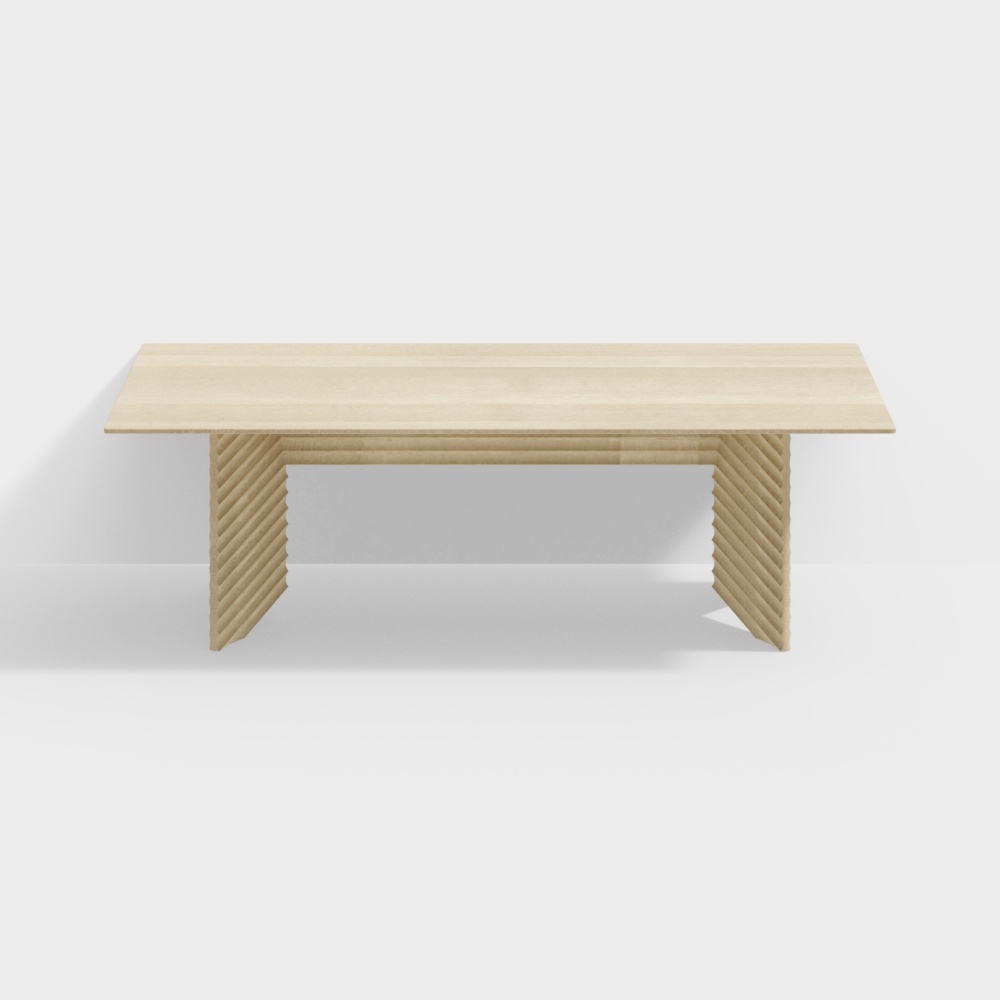 Streamlined Wooden Coffee Table 3D Model – Modern Wood Design