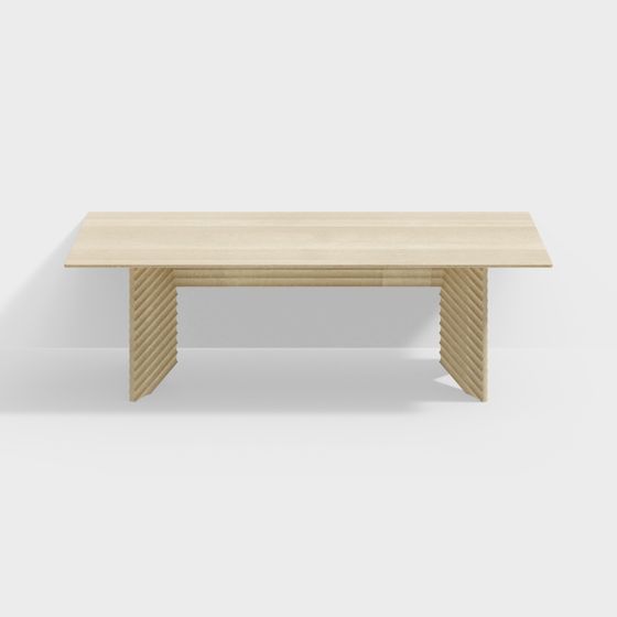 Streamlined Wooden Coffee Table 3D Model