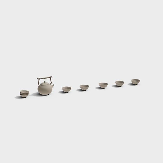 Zen-inspired Tea Set 3D model for Tranquil Spaces