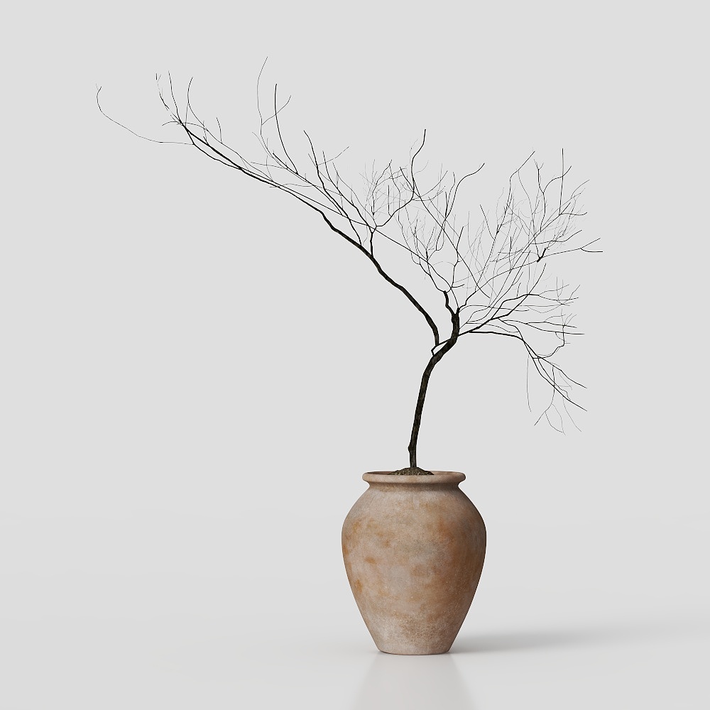 Новый китайский стиль чайной комнаты с сухим ветвистым растением