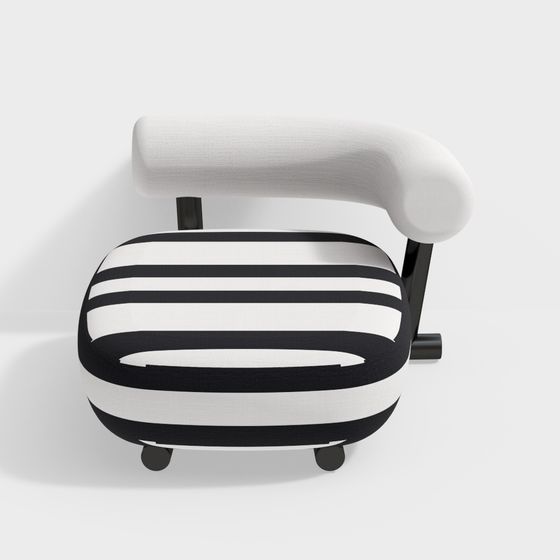 Black and White Striped Lounge Chair 3D model