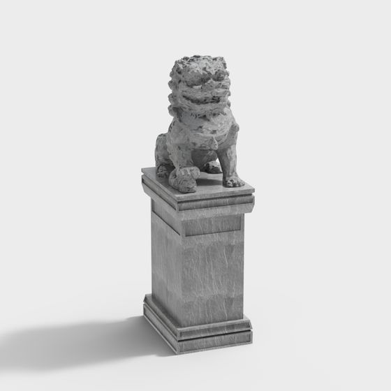 Realistic Stone Lion 3D model