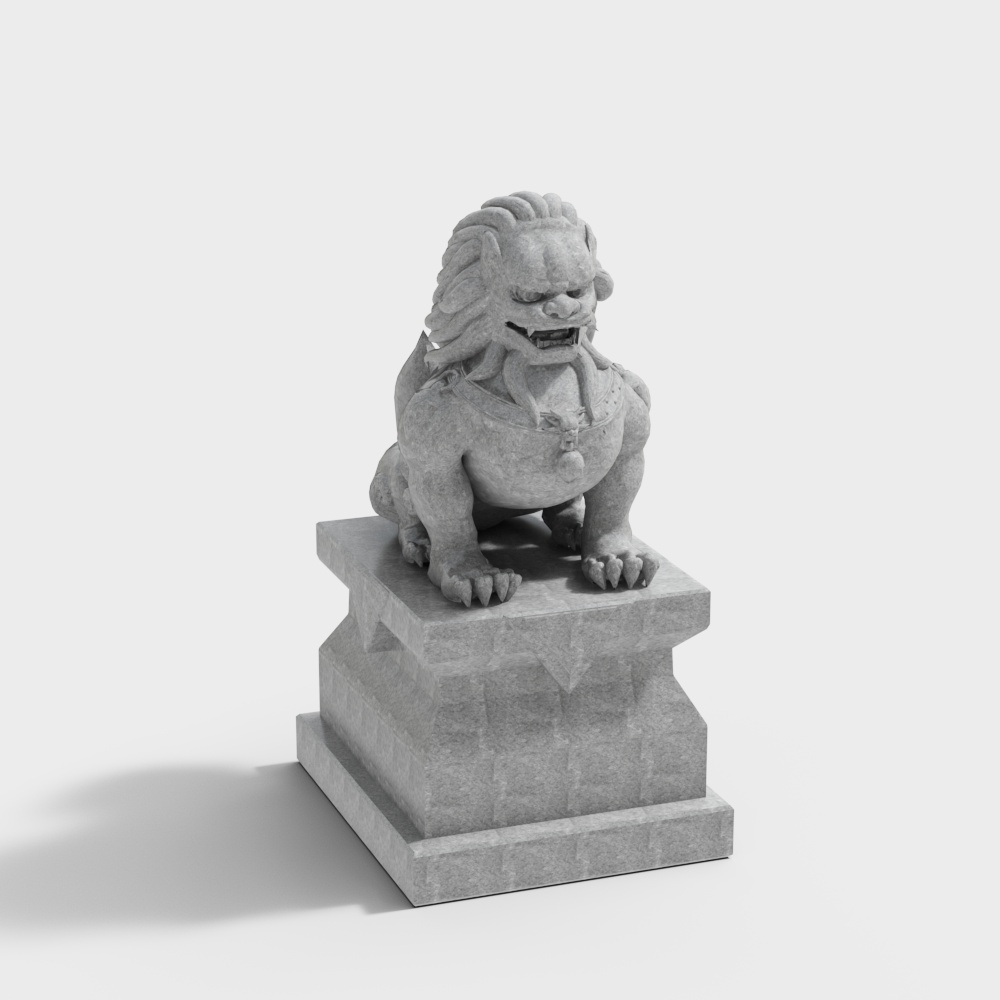 Realistic Stone Lion 3D Model