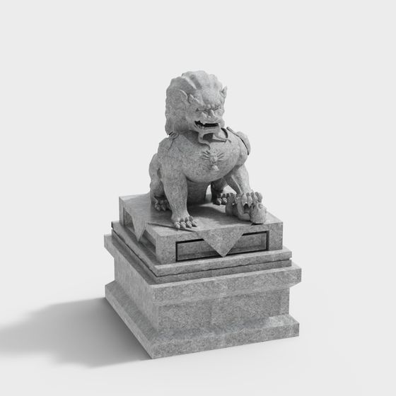 Elegant Stone Lion 3D model for Modern Design