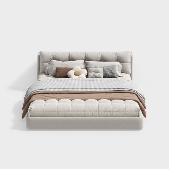 Modern Cream Bed in Gray