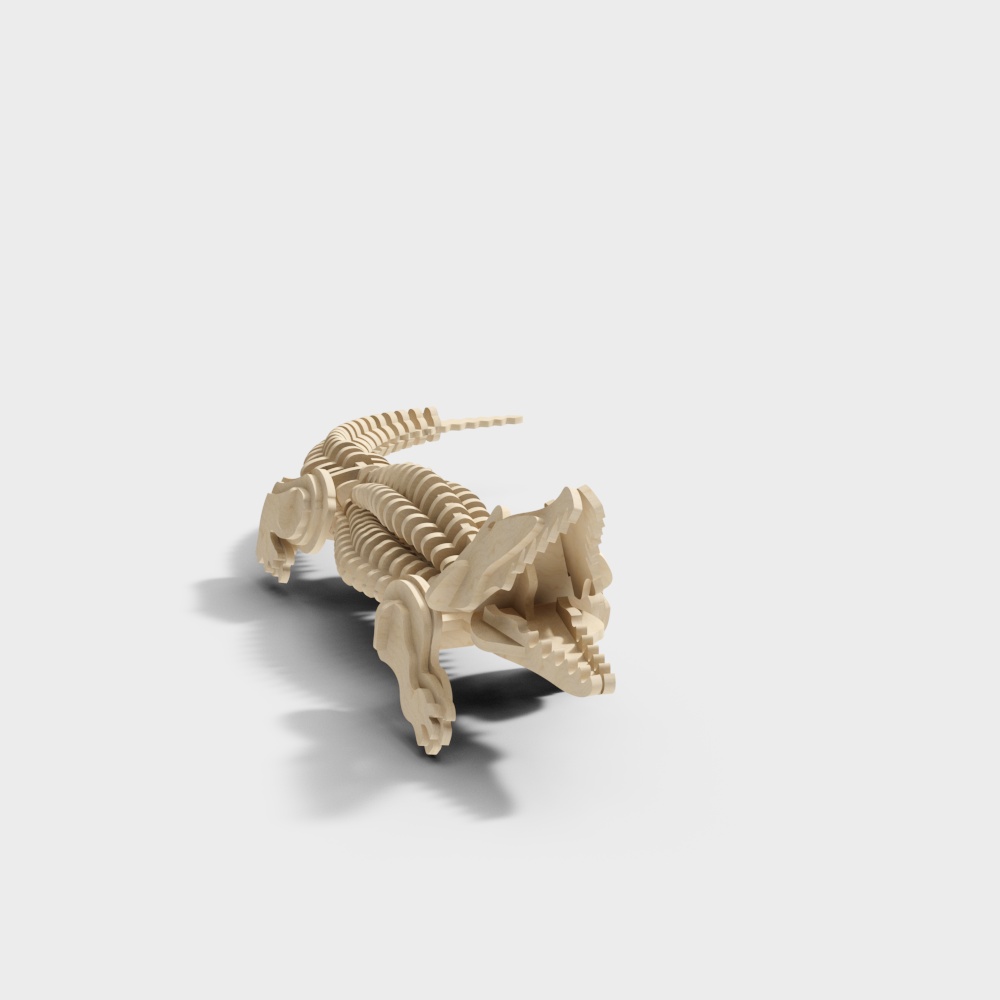 Realistic Low-Poly Crocodile Skeleton 3D model