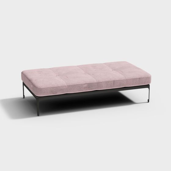 Elegant Pink Fabric Sofa Bed 3D model
