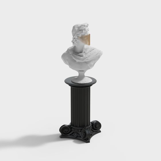 Elegant Low-Poly Marble Bust 3D model