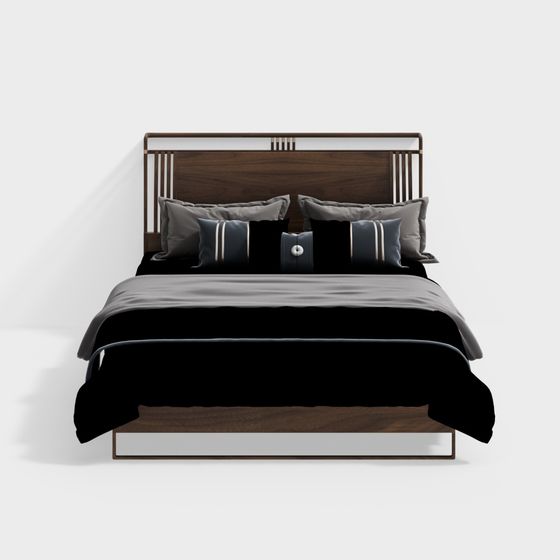 Stylish Low-Poly Bed Frame 3D model