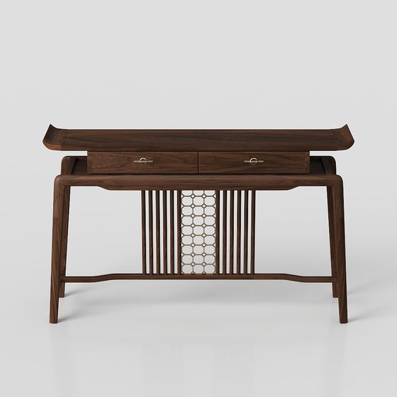 Stylish Low-Poly Wooden Desk 3D model