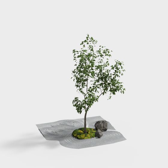 Zen-Inspired Low-Poly Tree 3D Model