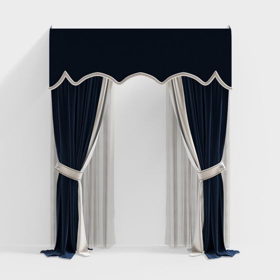 Elegant Low Poly Curtain 3D model