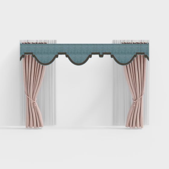 Stylish Low-Poly Curtain Set 3D model for Interiors